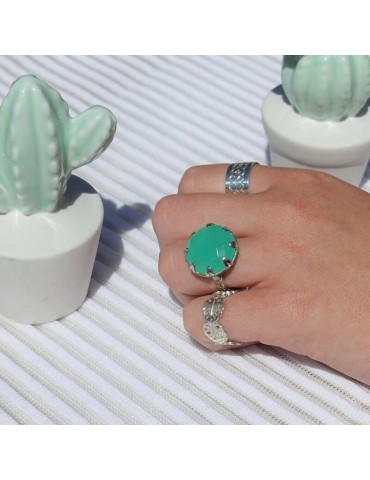 Bague Chrysoprase en Argent 925 - Mint Green Aloe Bijoux