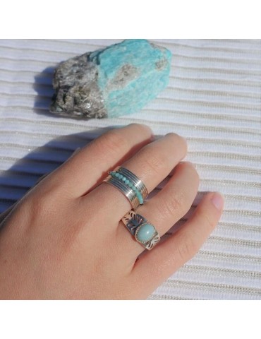 Bague Amazonite en Argent 925 - Code Aloe Bijoux