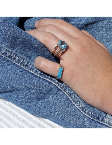 Bague Howlite bleue en Argent 925 - Prisme Aloe Bijoux