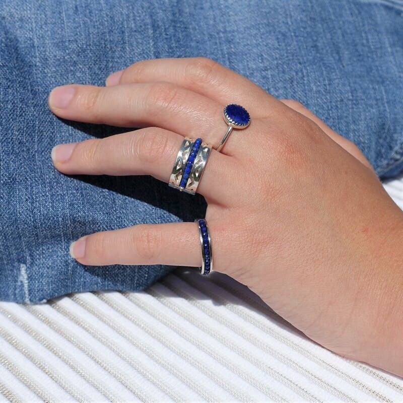 Bague Lapis lazuli esprit Alliance GM en Argent 925 Taille bague 54