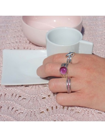 Bague Saphir rose "esprit Alliance"GM en Argent 925 Aloe Bijoux