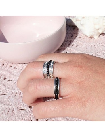 Bague Spinelle noir "esprit Alliance"GM en Argent 925 Aloe Bijoux