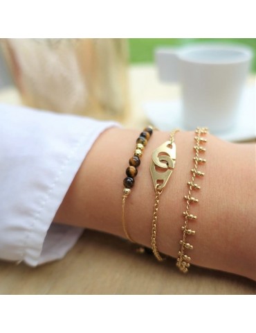 Bracelet chaîne et perles en plaqué or Aloe Bijoux