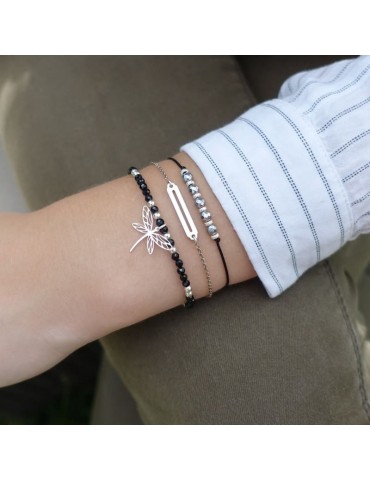 Bracelet Cordon hématites et argent Aloe Bijoux