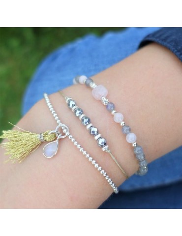 Bracelet Cordon hématites et argent Aloe Bijoux