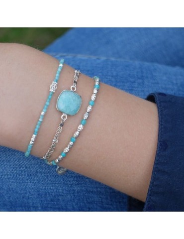 Bracelet Amazonite carrée et Argent 925 Aloe Bijoux