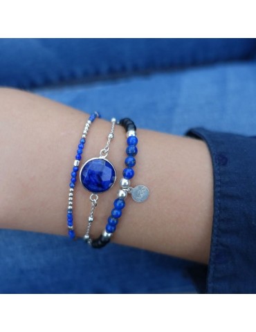 Bracelet perles Lapis lazuli 2mm et Argent 925 - Mia Aloe Bijoux