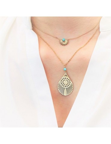 Collier demi soleil Amazonite en Plaqué Or - Inca Colliers