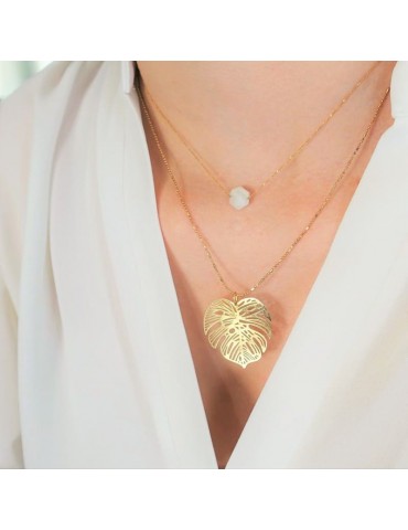 Collier feuille Monstera en Plaqué or Aloe Bijoux