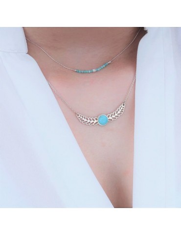 Collier barrette Amazonite 2mm perles facettées et Argent 925 Aloe Bijoux