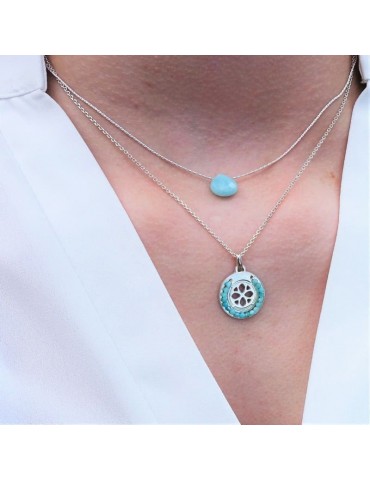 Collier cercle en perles Amazonite et Argent 925 Aloe Bijoux