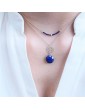 Collier Lapis lazuli et rosace sur chaine en Argent 925 Aloe Bijoux