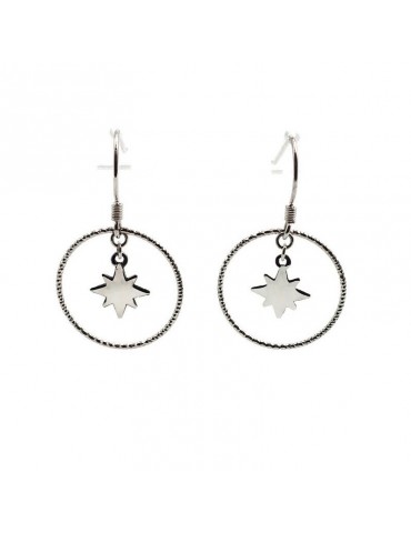 Boucles d'oreilles ciselées avec une étoile en Argent 925 Aloe Bijoux