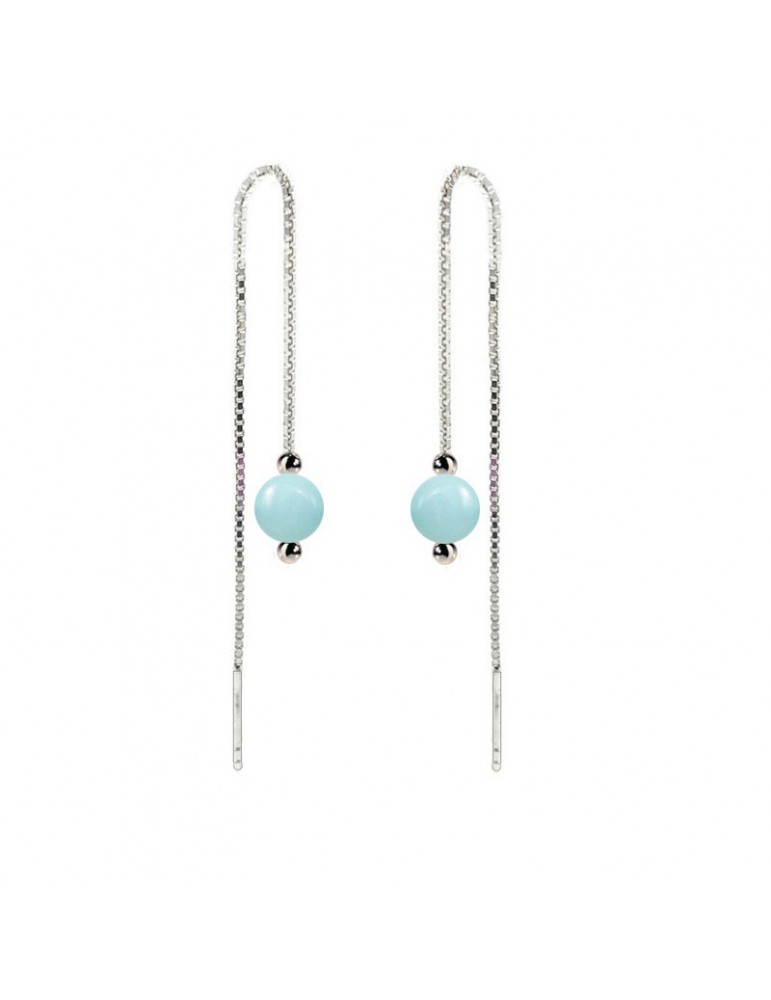 Boucles d'oreilles longues Amazonite en Argent 925 Aloe Bijoux