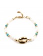 Bracelet Perle de lune et Turquoise Motif Coquillage en plaqué or Aloe Bijoux