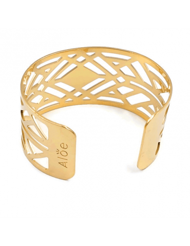 Bracelet manchette Large en Plaqué or - Losange Aloe Bijoux