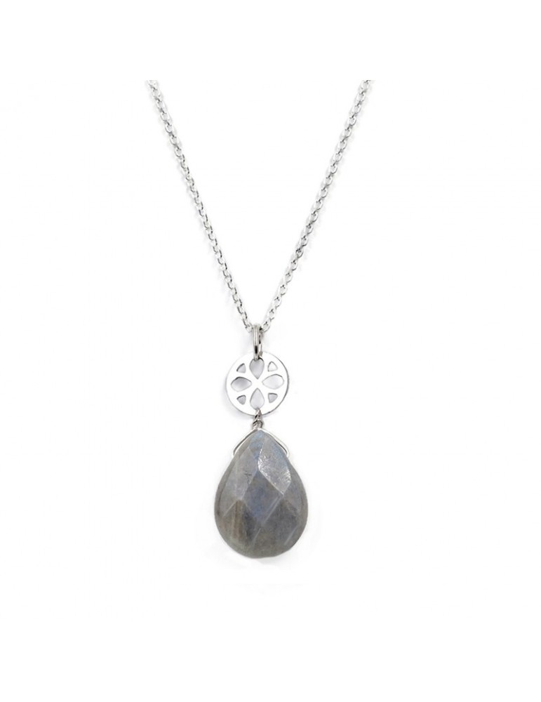 Collier Labradorite et petite rosace en Argent 925 Aloe Bijoux