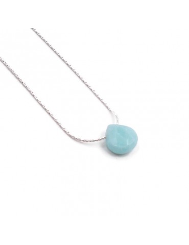 Collier Amazonite sur chaine Argent 925 - Goutte Aloe Bijoux