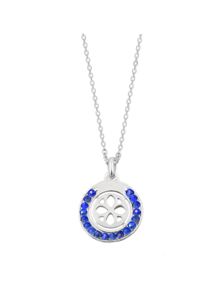 Collier cercle en perles Lapis lazuli et Argent 925 Aloe Bijoux