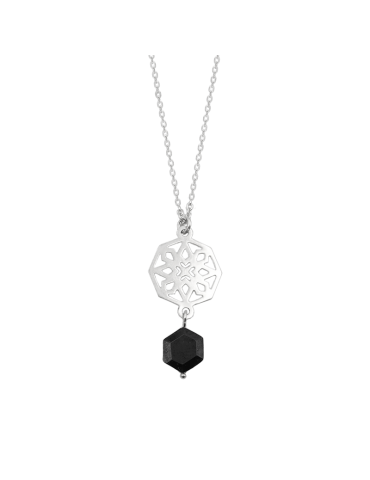 Collier Onyx Hexagonal avec rosace et chaine en Argent 925 Aloe Bijoux