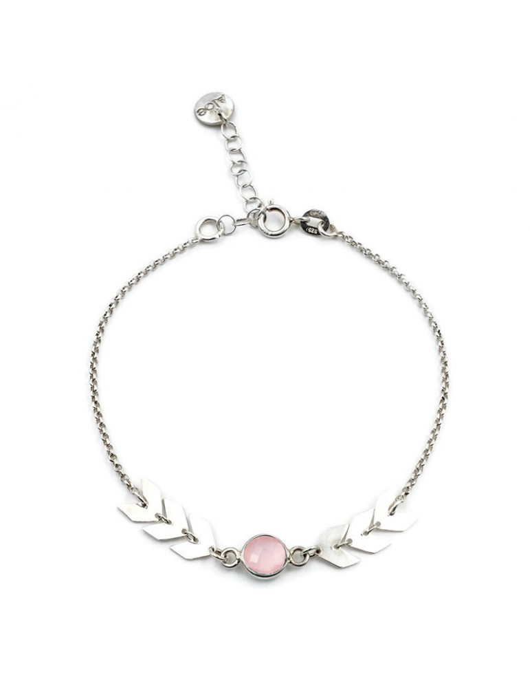 Bracelet Quartz rose en Argent 925 - Antica Aloe Bijoux Bracelet Quartz rose en Argent 925 - Antica Aloe Bijoux