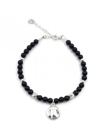 Bracelet Onyx et pastille en Argent 925 - Kloé Aloe Bijoux