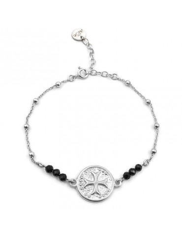 Bracelet Médaille Celtique et Spinelle noir en Argent 925 Aloe Bijoux