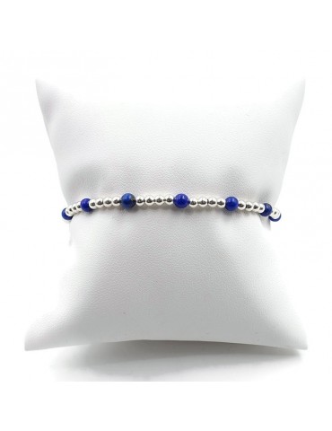 3 rangées Véritable blanc naturel perle lapis lazuli bracelet lapis calsp! 