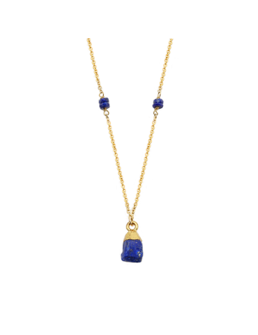 Collier Lapis lazuli brut en plaqué or Aloe Bijoux