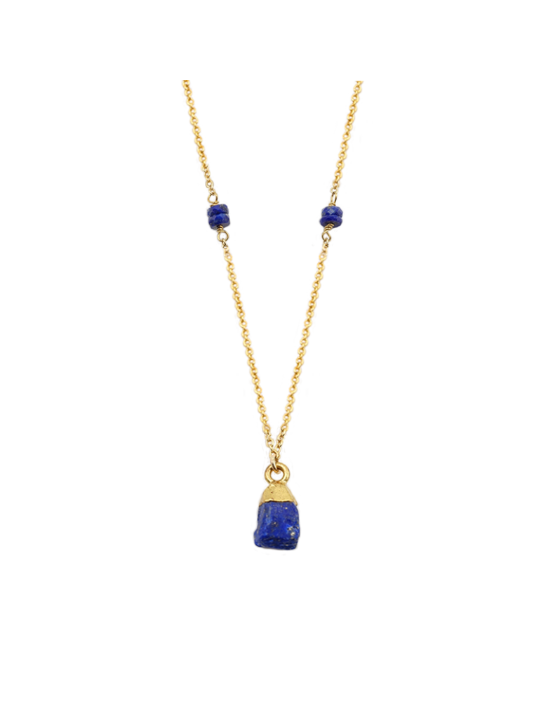 Collier Lapis lazuli brut en plaqué or Aloe Bijoux