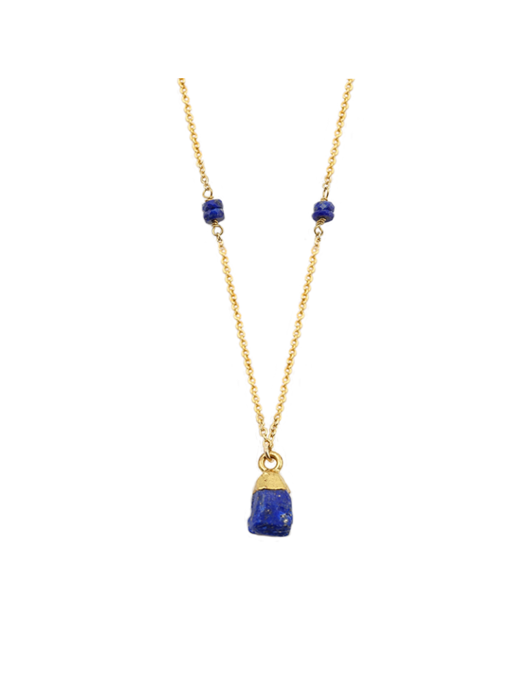 Collier Lapis lazuli brut en plaqué or Aloe Bijoux Collier Lapis lazuli brut en plaqué or Aloe Bijoux