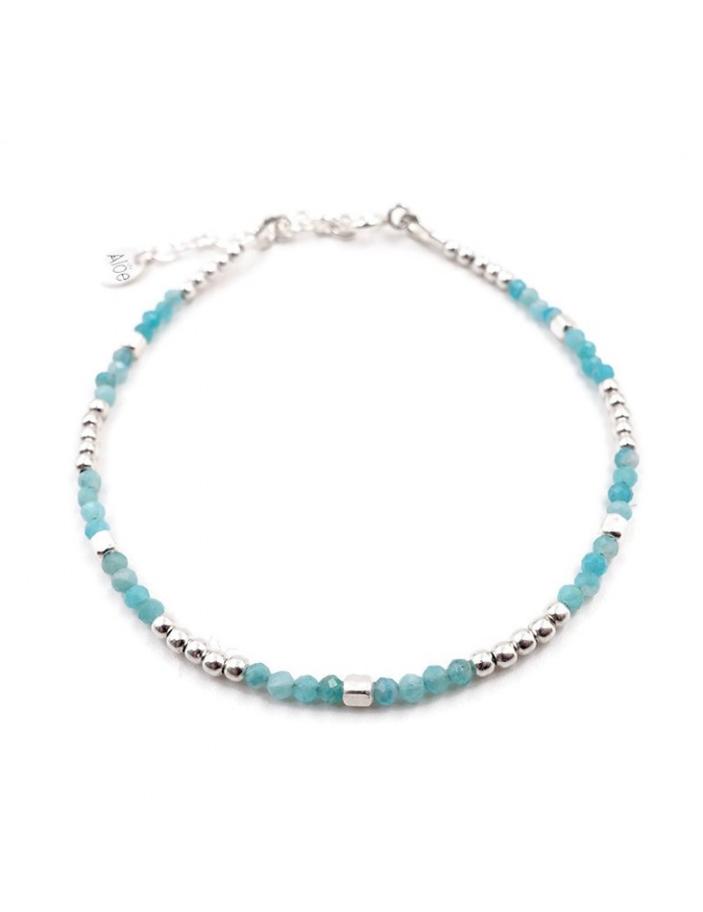 Bracelet perles Amazonite 2mm et Argent 925 - Mia Aloe Bijoux