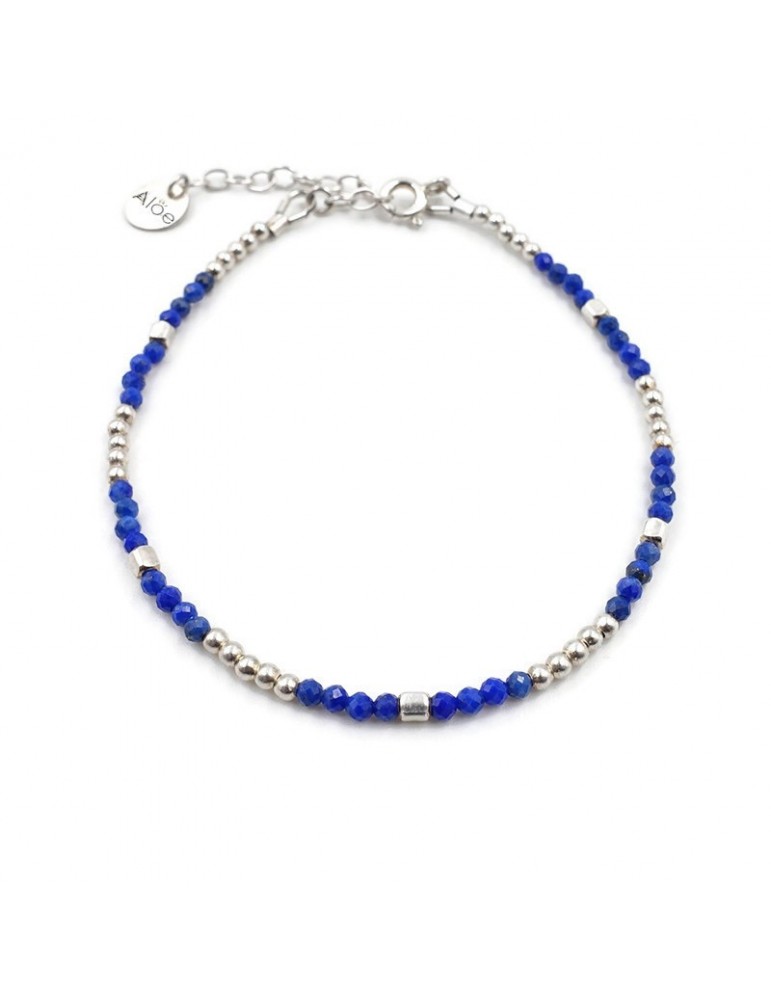 Bracelet perles Lapis lazuli 2mm et Argent 925 - Mia Aloe Bijoux