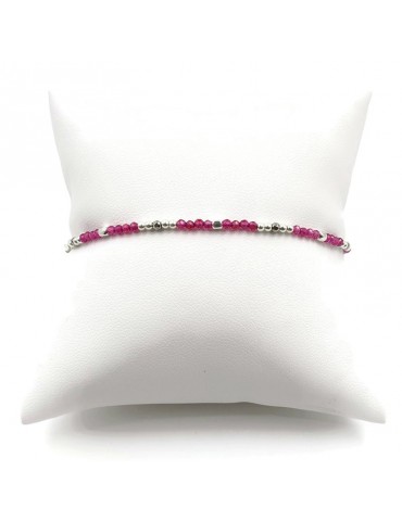 Bracelet perles Rubellite 2mm et Argent 925 - Mia Aloe Bijoux