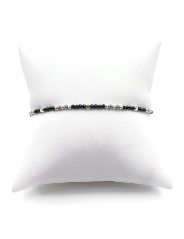 Bracelet perles Spinelle noir 2mm et Argent 925 - Mia Aloe Bijoux