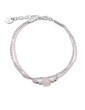 Bracelet Quartz rose carré et Argent 925 - Cassiopée Aloe Bijoux