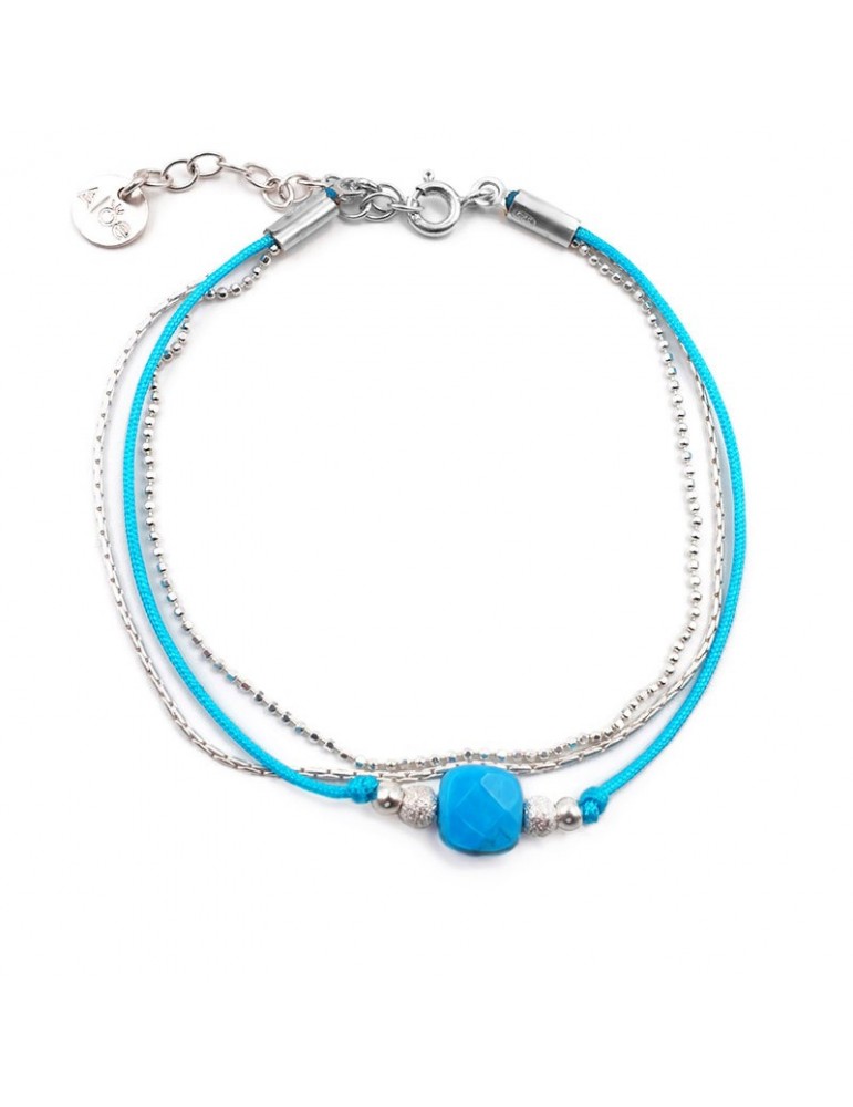 Bracelet Turquoise carrée et Argent 925 - Cassiopée Aloe Bijoux