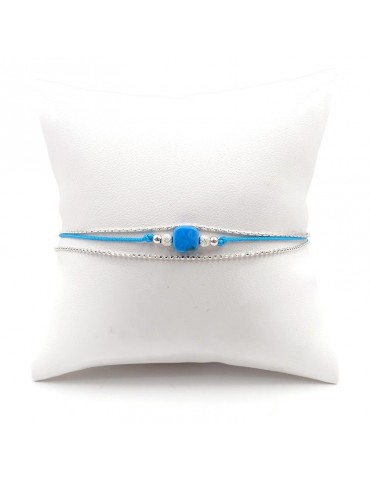 Bracelet Turquoise carrée et Argent 925 - Cassiopée Aloe Bijoux