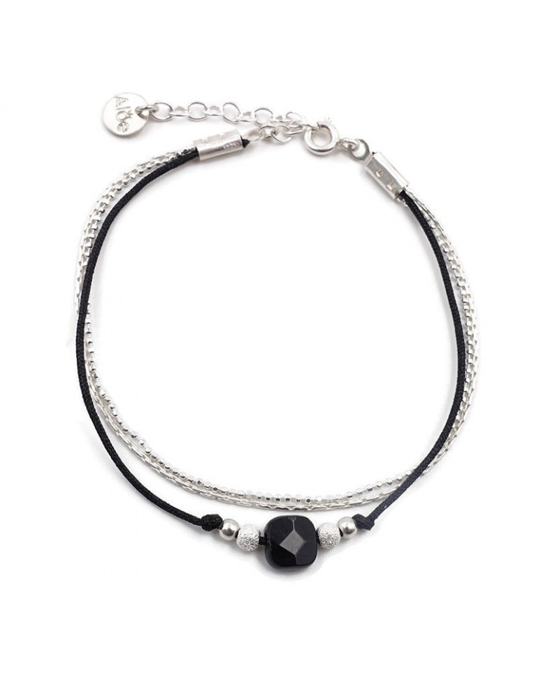 Bracelet Onyx carré et Argent 925 - Cassiopée Aloe Bijoux