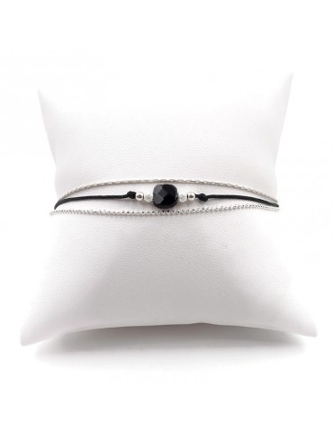 Bracelet Onyx carré et Argent 925 - Cassiopée Aloe Bijoux