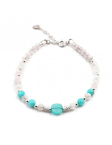 Bracelet Pierres de lune et Amazonite en Argent 925 - Yris Aloe Bijoux
