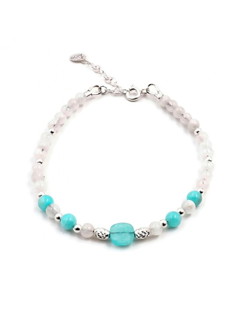 Bracelet Pierres de lune et Amazonite en Argent 925 - Yris Aloe Bijoux Bracelet Pierres de lune et Amazonite en Argent 925 - Yris Aloe Bijoux