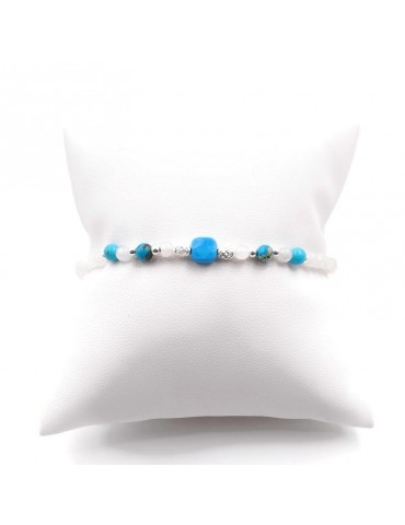 Bracelet Turquoise et Pierres de lune en Argent 925 - Yris Aloe Bijoux