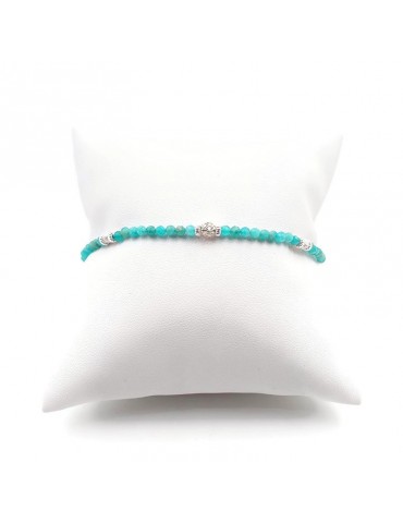 Bracelet perles Amazonite 2,5 mm en Argent 925 - Emy Aloe Bijoux