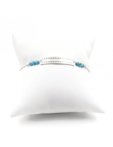 Bracelet Esprit Gourmette en Argent 925 et perles de Turquoise Aloe Bijoux