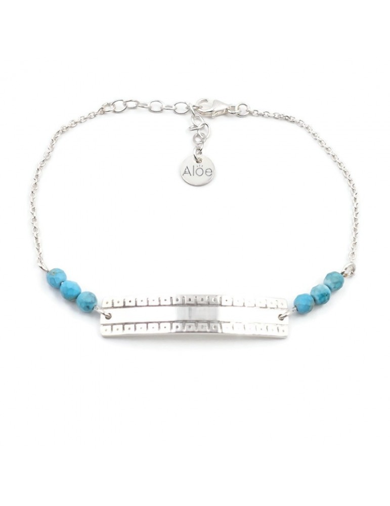 Bracelet Esprit Gourmette en Argent 925 et perles de Turquoise Aloe Bijoux Bracelet Esprit Gourmette en Argent 925 et perles de Turquoise Aloe Bijoux