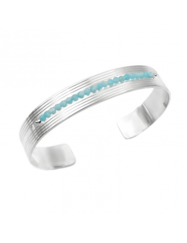 Manchette avec Amazonite 2 mm en Argent 925 - Code Aloe Bijoux