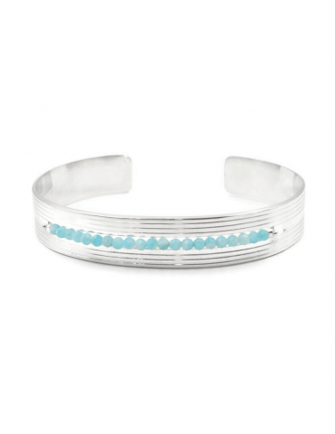 Manchette avec Amazonite 2 mm en Argent 925 - Code Aloe Bijoux