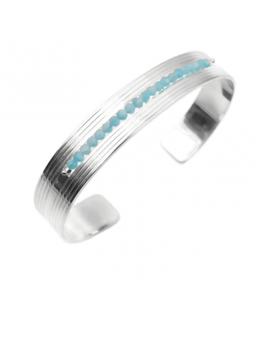 Manchette avec Amazonite 2 mm en Argent 925 - Code Aloe Bijoux