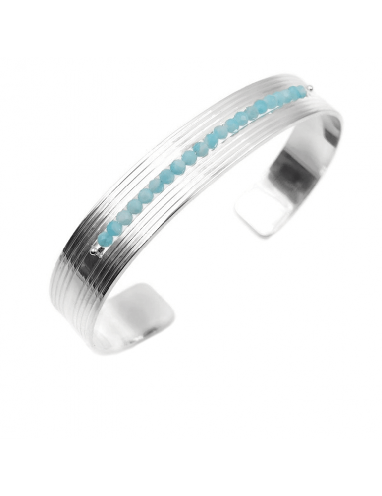 Manchette avec Amazonite 2 mm en Argent 925 - Code Aloe Bijoux